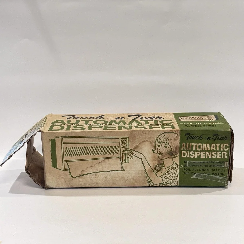 Vintage 70's Touch-n-Tear Automatic Foil Wrap Wax Dispenser Avocado Green IOB - Picture 13 of 15